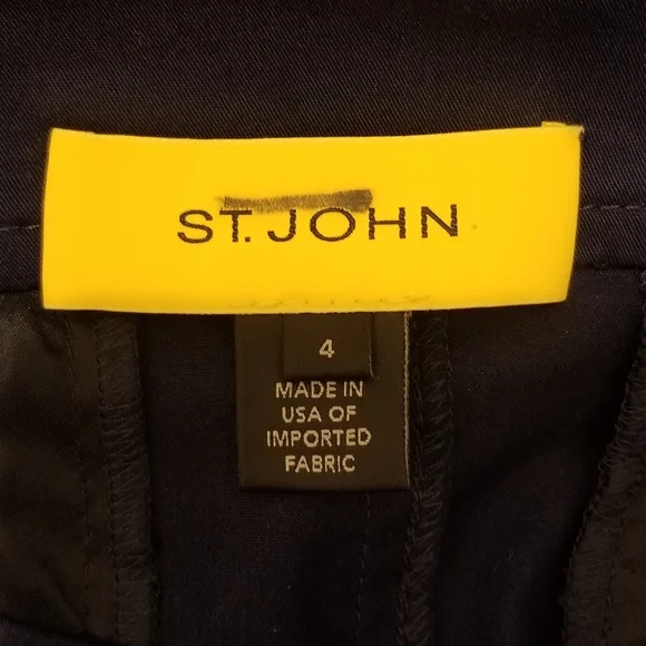 St. John 2012 Resort Collection 100% Cotton Navy Blue Side Button Skirt Sz 4 - Picture 7 of 12